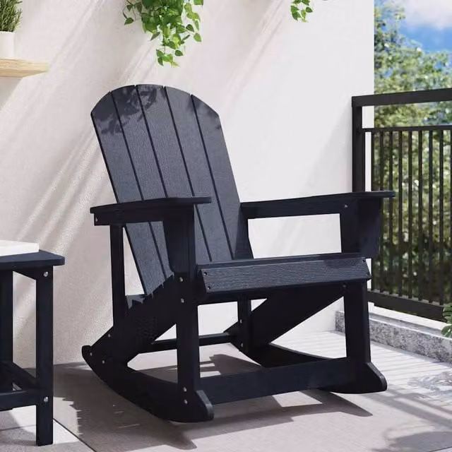 Berkfield Home Modern Adirondack Rocking Chair in Navy Blue, W/D/H: 73.5 x 92 x 90 cm – 1