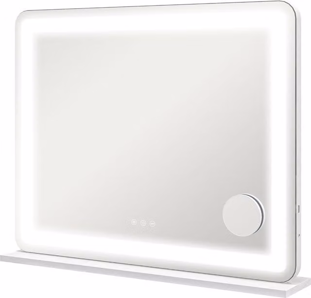 HOMCOM White LED Vanity Mirror with 3 Colour Lighting Modes, Dimmable Touch Screen and USB Charging Port, Tabletop or Wall Mounted Design, W/D/H: 80 x 62 x 14 cm – 1
