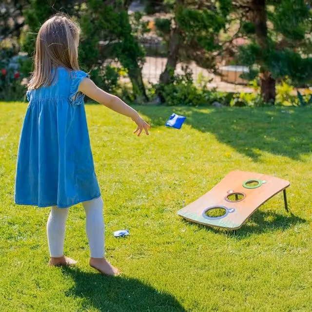 M.Y Family Bean Bag Toss Game in Brown Wood