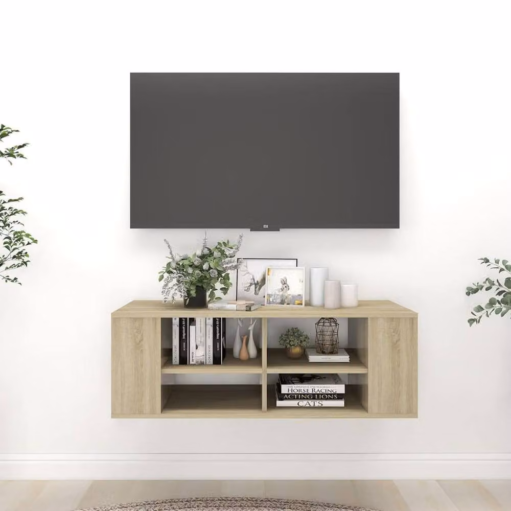 Berkfield Home Wall-Mounted TV Cabinet in Sonoma Oak Brown, W/D/H: 102 x 35 x 35 cm – 2