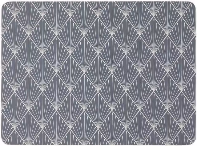 English Tableware Company Set of 4 Grey Art Deco Geometric Cork Placemats