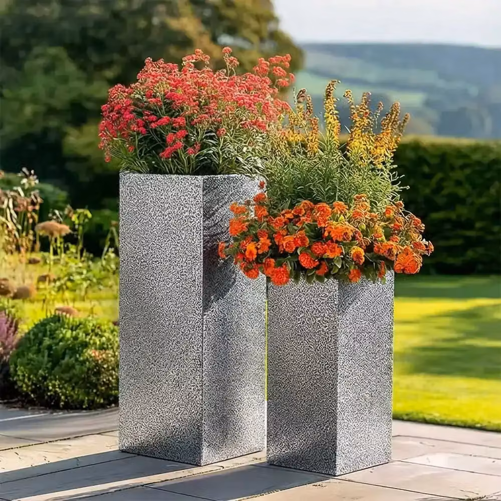 Tulipy Galvanised Steel Tall Square Planter, Silver and Black, W/D/H: 32 x 32 x 75 cm – 4