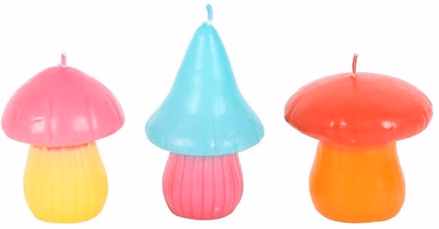 Something Different Funky Fungi Mushroom Candles, Multicolour (Pack of 3)
