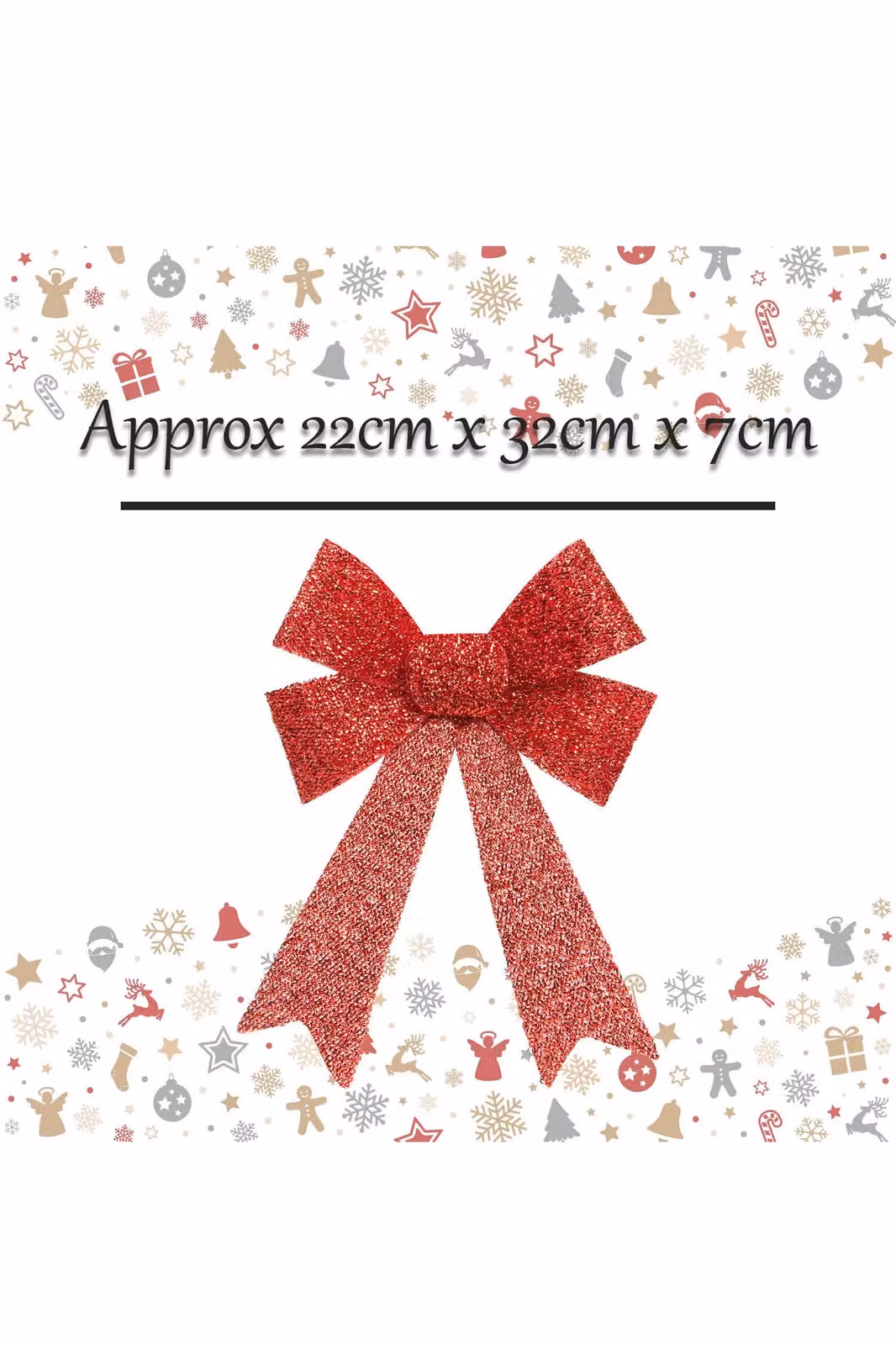 VFM e-Store Red Tinsel Bow Christmas Decoration W/D/H: 22 x 32 x 7 cm – 2