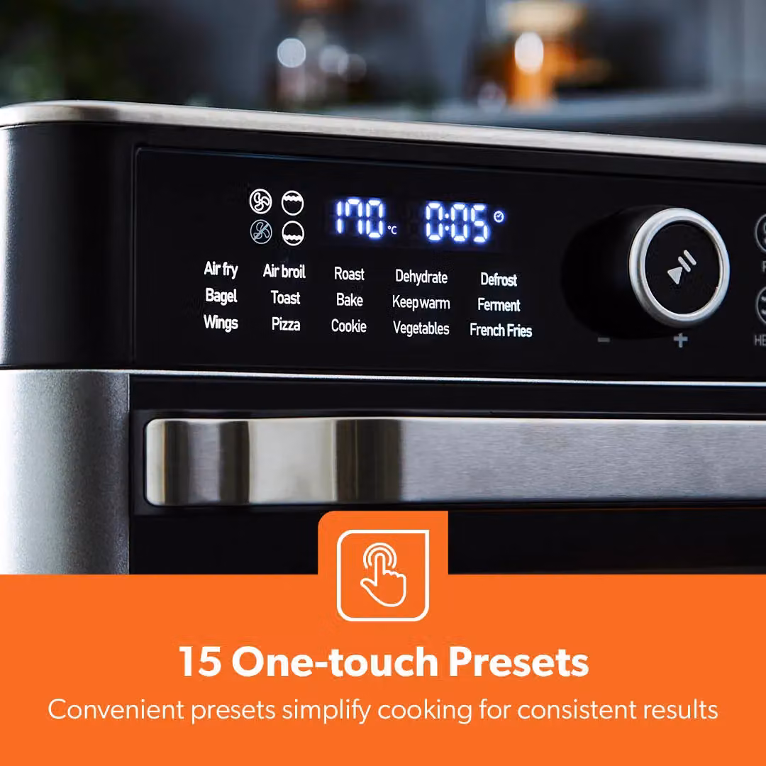 Geepas 22L Air Fryer Oven with Vortex Rapid Air Technology, 15 Preset Modes and Digital Glass Touch Display in Silver – 5