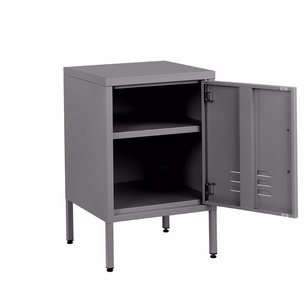 VOGREX Metal Accent Storage Cabinet in Grey with Internal Shelves and Hinged Doors, W/D/H: 60.0 x 38.0 x 38.0 cm – 2