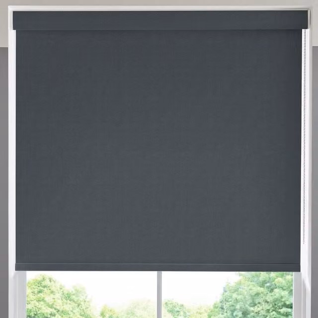 Terrys Plain Blackout Textile Roller Blind in Black and Grey