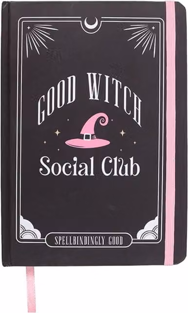 Something Different Good Witch Social Club A5 Hardcover Lined Notebook in Black and Pink