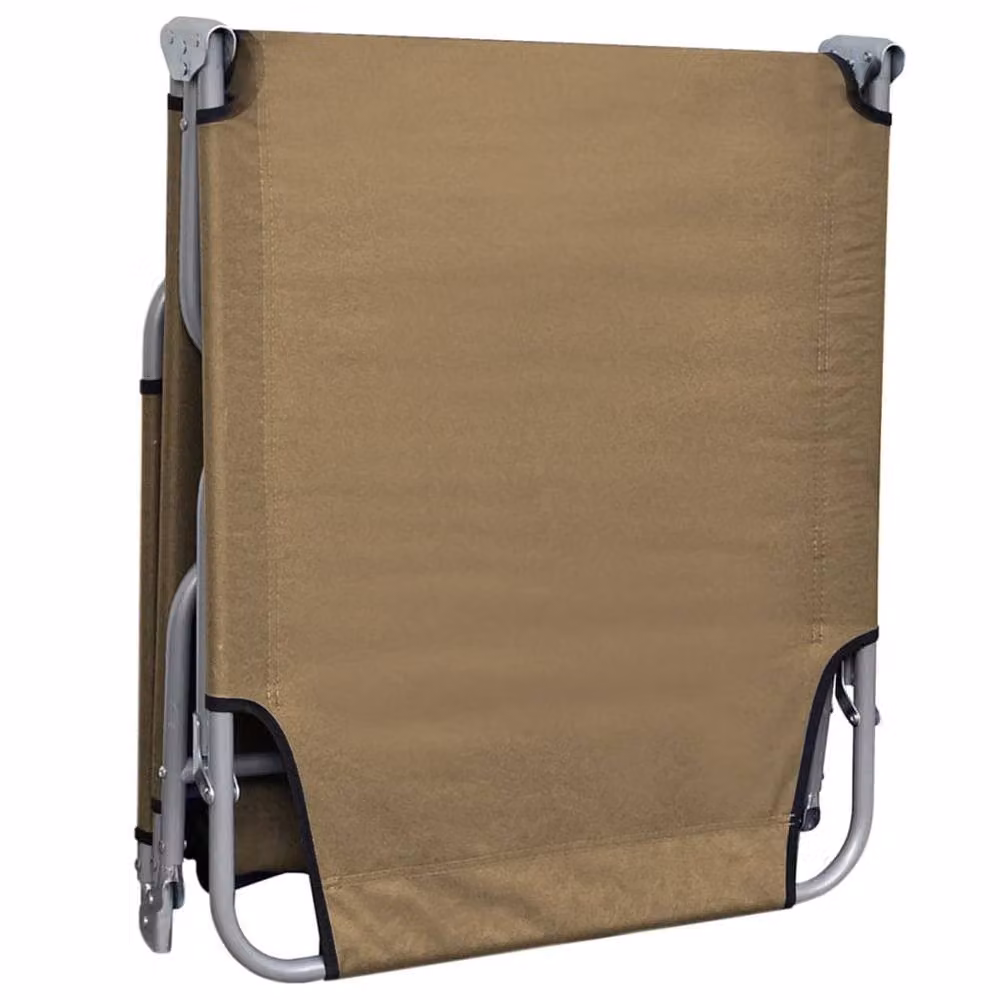 Berkfield Home Foldable Sunlounger with Adjustable Backrest and Headrest in Beige Textilene and Powder Coated Steel – 2