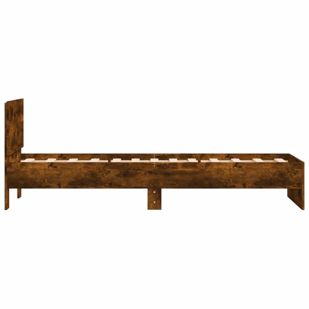 Berkfield Home Small Single Bed Frame with Headboard in Smoked Oak Brown, W: 75 cm, L: 190 cm – 4