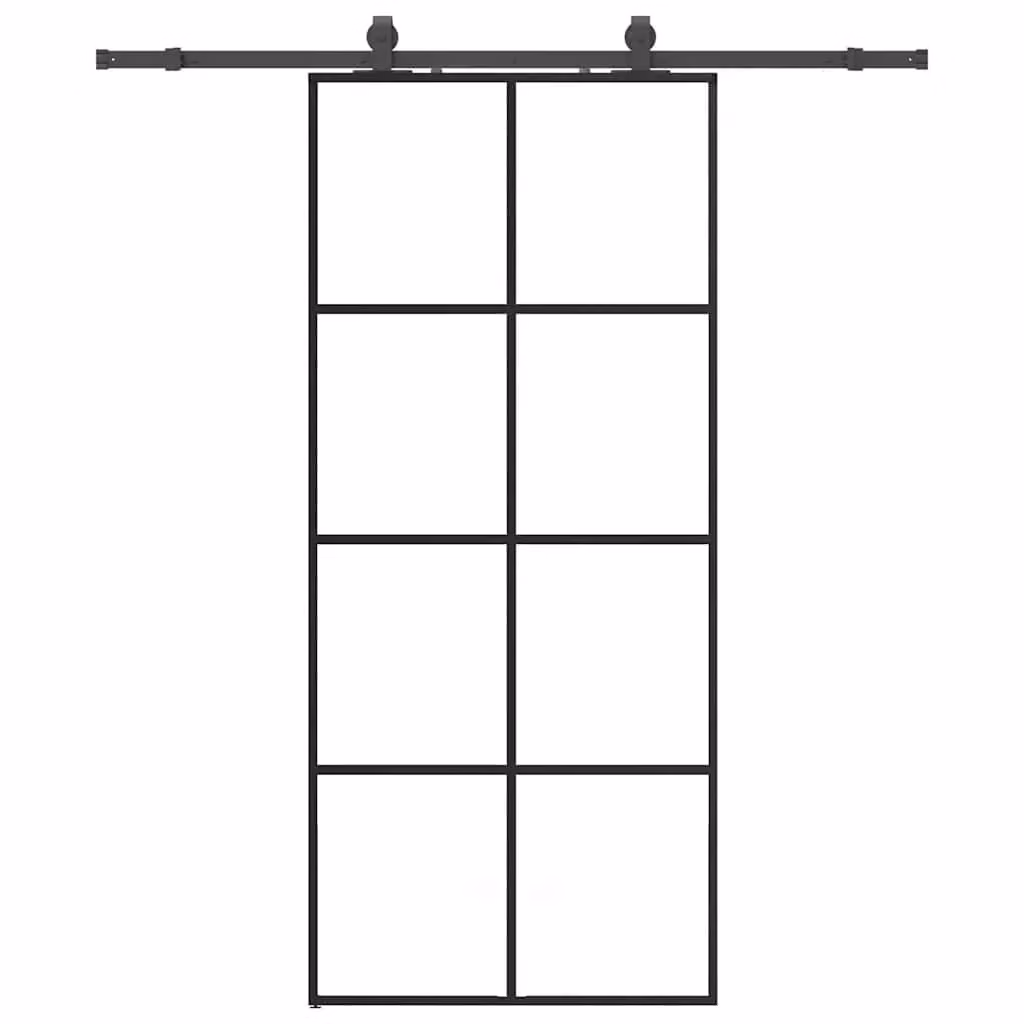Berkfield Home Modern Sliding Glass Door with Hardware Set in Black, W: 90 cm, H: 205 cm – 2