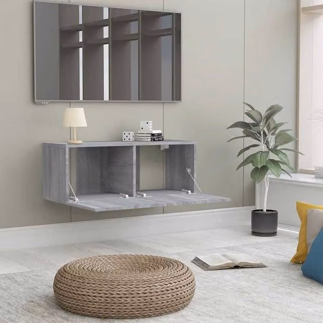 Berkfield Home Grey Sonoma TV Cabinet in Engineered Wood W/D/H: 80 x 30 x 30 cm