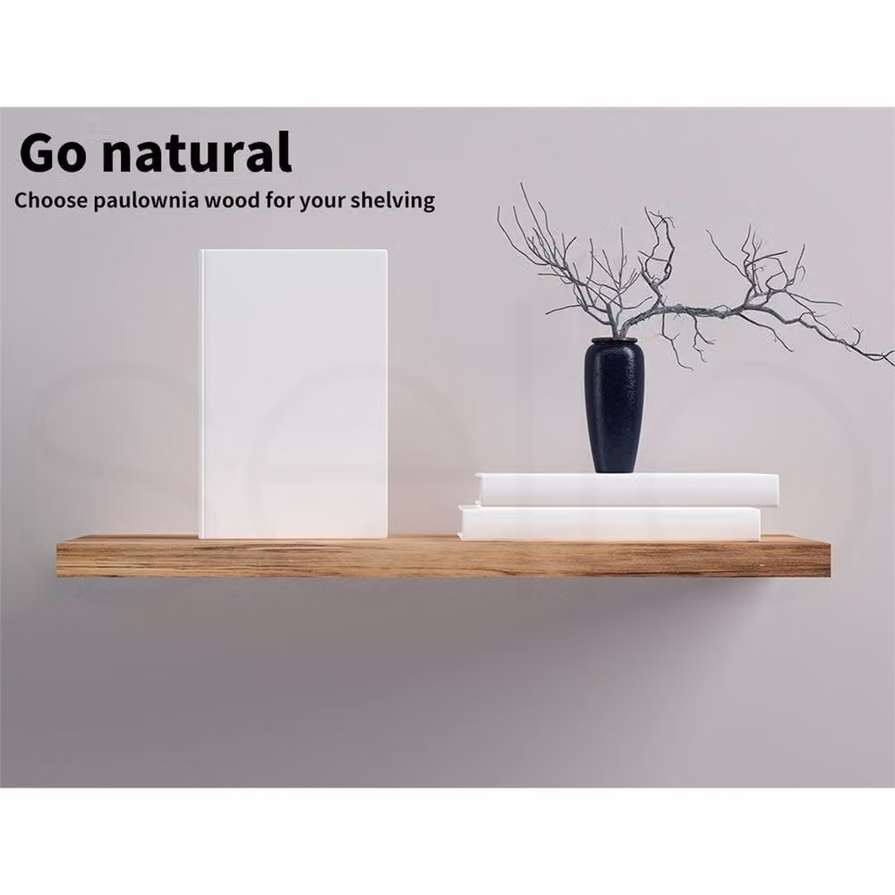 Nordara Levede Large Linear Wooden Floating Wall Shelves 2-Piece Set in Brown, W: 100 cm, D: 60 cm – 3