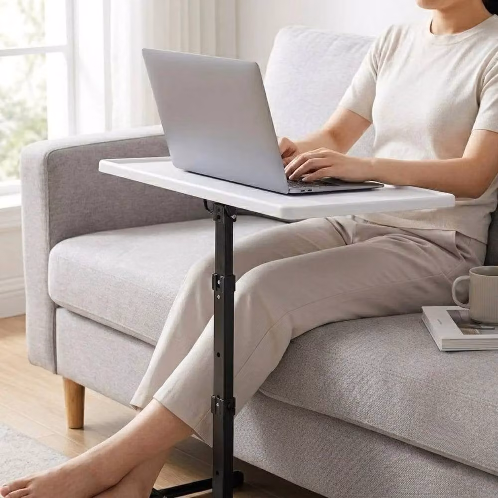 FORGEVIO White Adjustable Height Laptop Table and Writing Desk with Folding Top – 2
