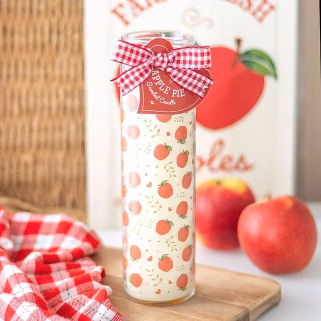 Kingsbury Gifts Apple Pie Scented White Tube Candle with 50 Hours Burn Time