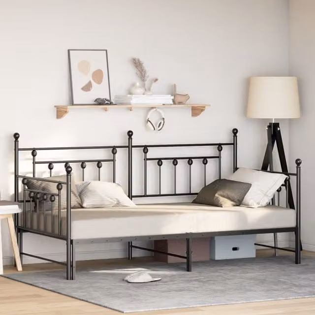 Berkfield Home Modern Black Metal Bed Frame W: 90 cm, L: 190 cm