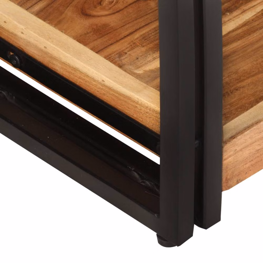Berkfield Home Industrial TV Cabinet in Brown Solid Acacia Wood, W/D/H: 90 x 30 x 40 cm – 4