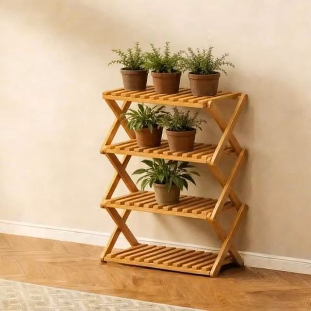 FORGEVIO 4-Tier Bamboo Shoe Rack in Natural Brown