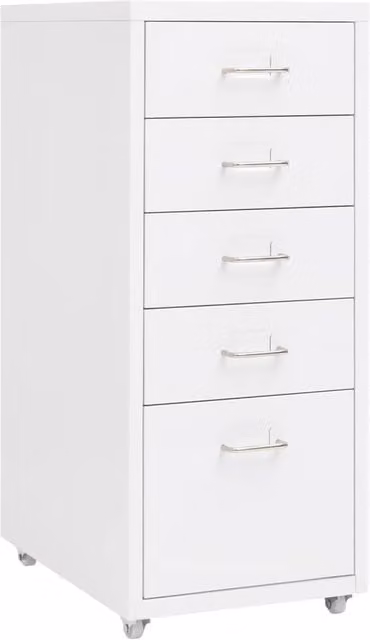 Berkfield Home Mobile Metal File Cabinet in White, W/D/H: 28 x 41 x 69 cm