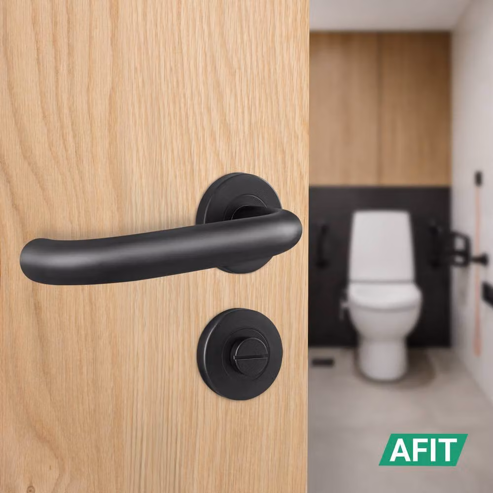 AFIT Matt Black Stainless Steel Return to Door Handles with Bath Lock and 80mm Hinges, W/D/H: 15.0 x 150.0 x 150.0 mm – 5