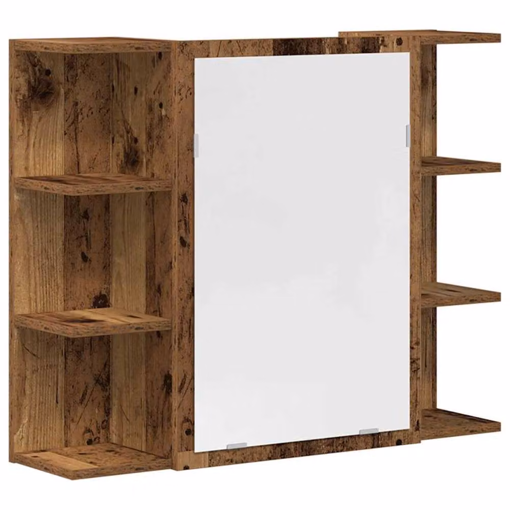Berkfield Home 3 Piece Rustic Brown Bathroom Furniture Set with Mirror Cabinet and Wall Cabinet – 4