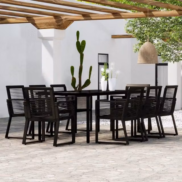 Berkfield Home 9 Piece Modern Garden Dining Set in Black
