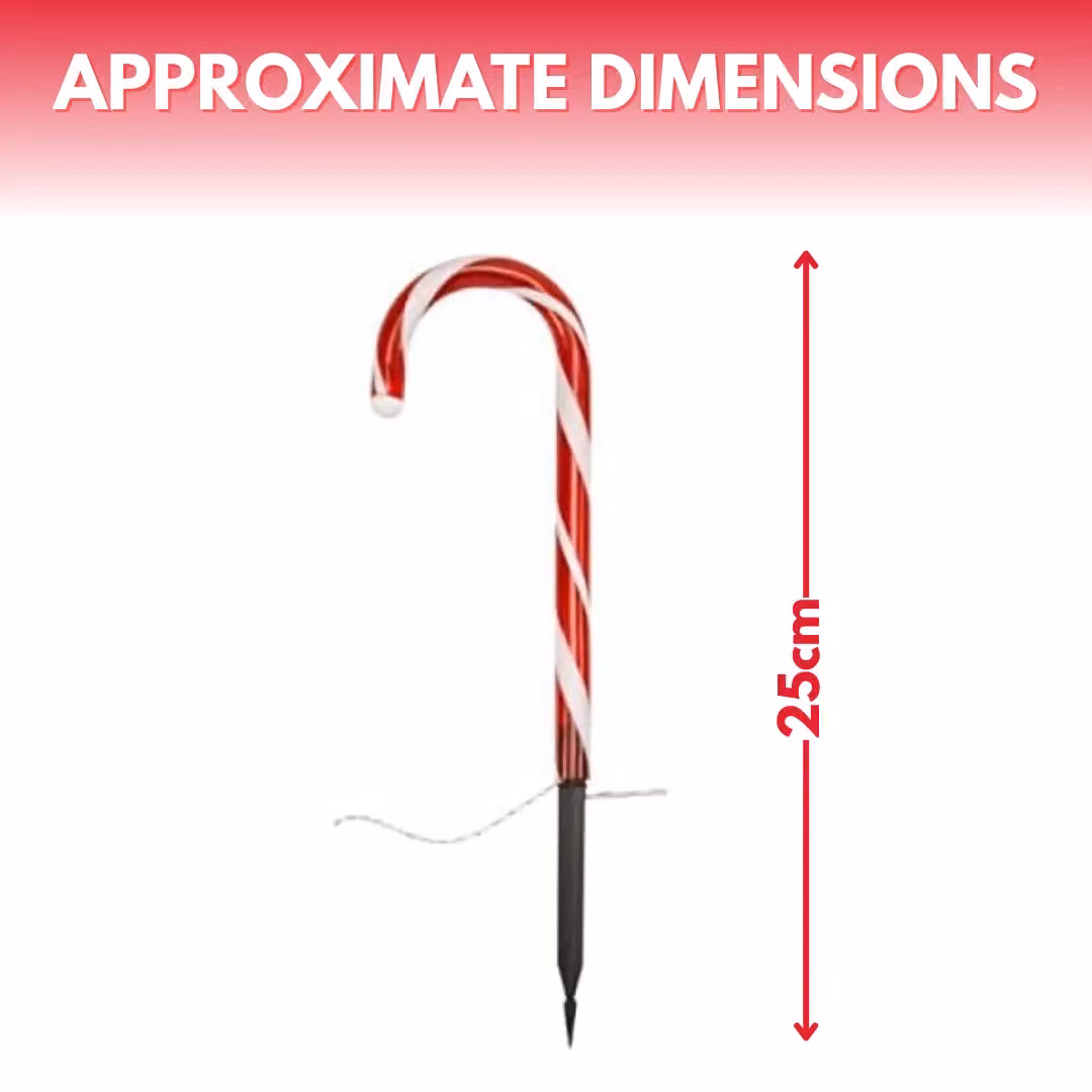 Marco Paul Pack of 6 Red LED Battery Powered Candy Cane Garden Stake Lights – 2