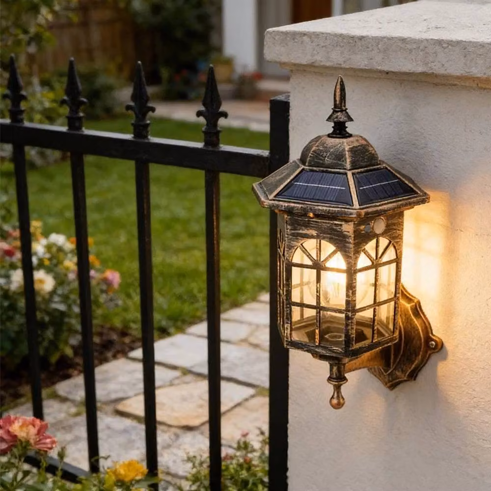 EONLION Solar Powered Warm White Outdoor Wall Sconce Lantern in Bronze, Height: 100 cm – 3