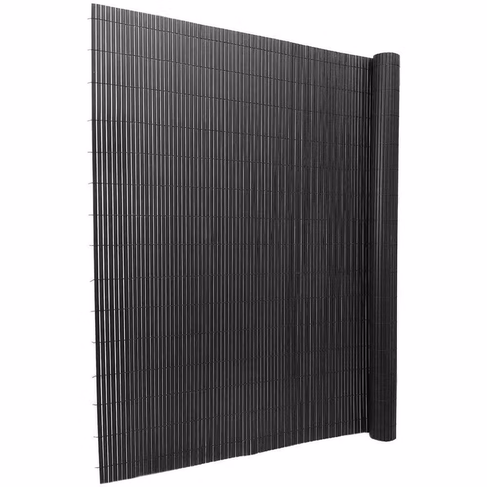 FLAVORA Grey PVC Garden Privacy Screening Roll Mat, W/H: 100 x 15 cm – 1