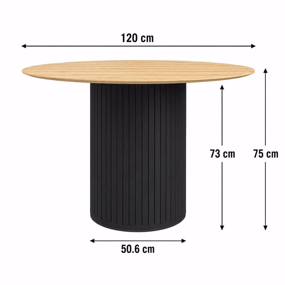 More4Homes Arlo Oak Round Dining Table and Nova Mustard Velvet Dining Chairs Set of 6, W: 120 cm, H: 75 cm – 3