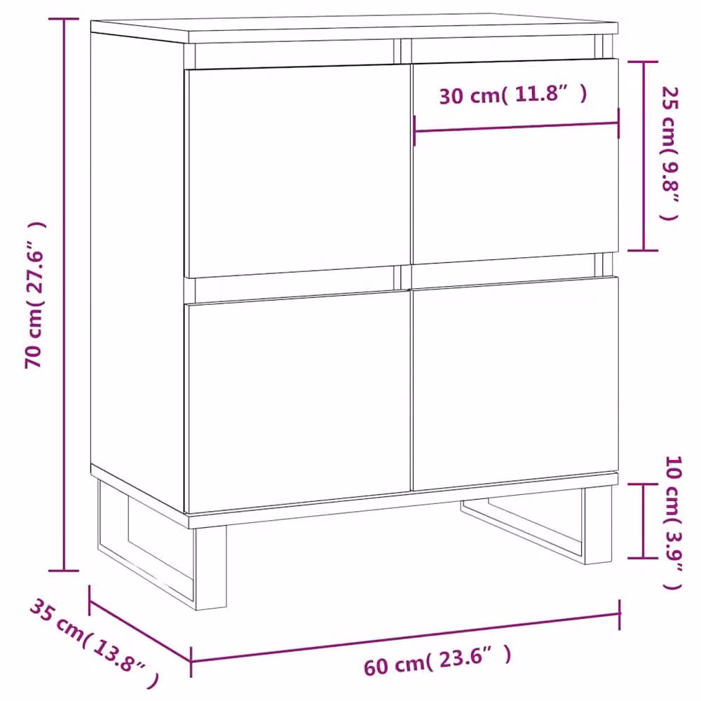 Berkfield Home Sonoma Grey Sideboard in Engineered Wood, W/D/H: 60 x 35 x 70 cm – 3