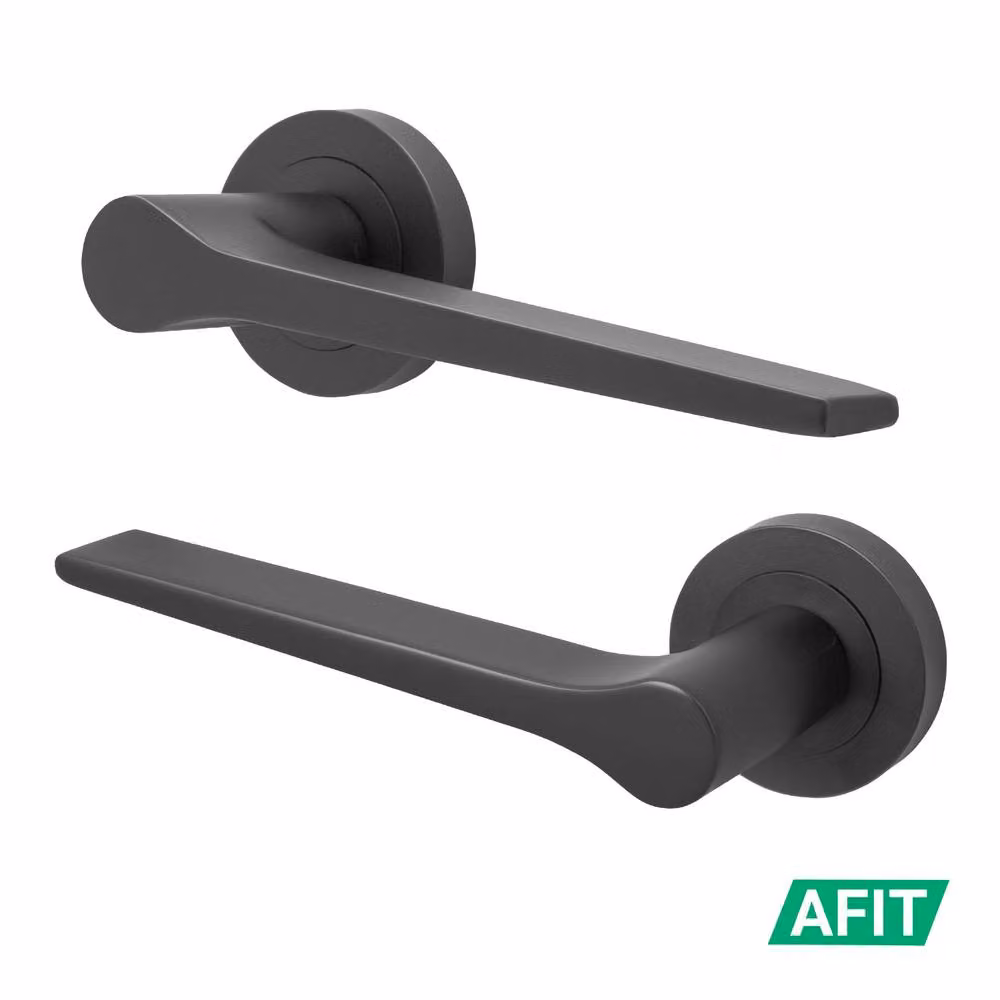 AFIT Matt Black Internal Fire Door Lever On Rose Handle, Aluminium, W/D/H: 15.0 x 6.1 x 15.0 cm – 2