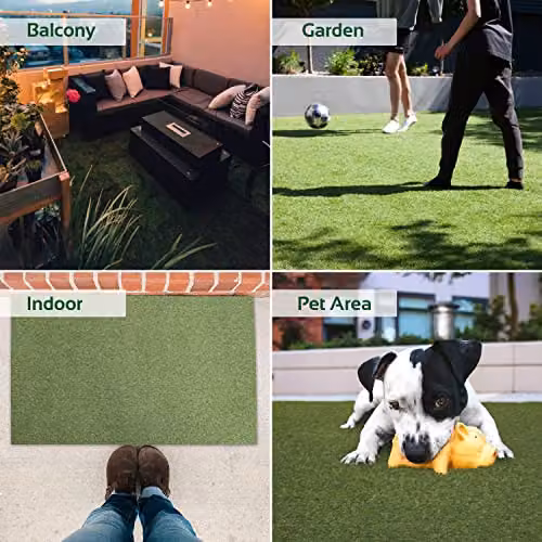 GardenKraft Dark Green Artificial Grass Roll, 20mm Pile Density, UV Resistant – 7