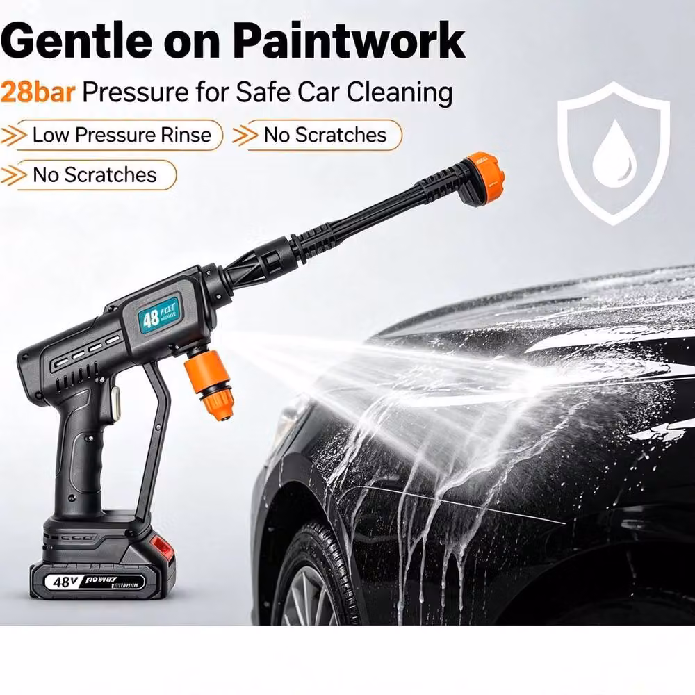 FLAVORA 48V Cordless Jet Washer with 2 Rechargeable Batteries in Grey – 4