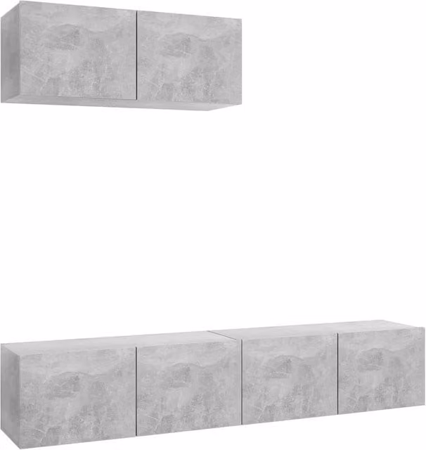 Berkfield Home Modern Wall Mounted TV Cabinet Set of 3 in Matt Concrete Grey Engineered Wood – 1