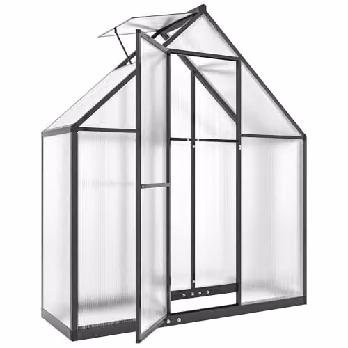 Outsunny Black Aluminium and Polycarbonate Greenhouse Swing Door with Window