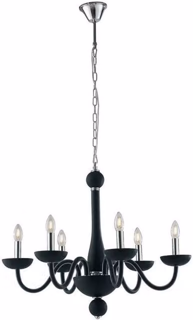 Netlighting ALFIERE 6 Light Modern Chandelier in Black, W: 74 cm, D: 59 cm – 1