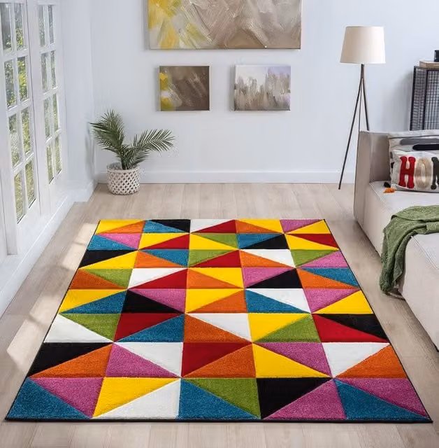 Ultimate Rug Collection Spectra Carved Heatset Geometric Multicolour Machine Woven Rug W: 120 cm, D: 170 cm