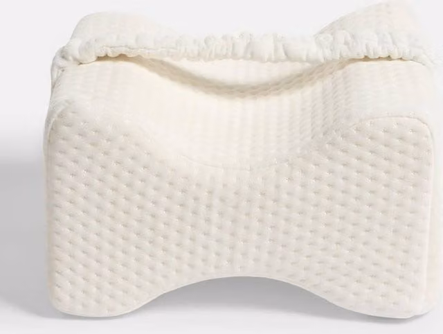 Kelvenix White Memory Foam Contoured Knee Pillow with Breathable Removable Cooling Cover