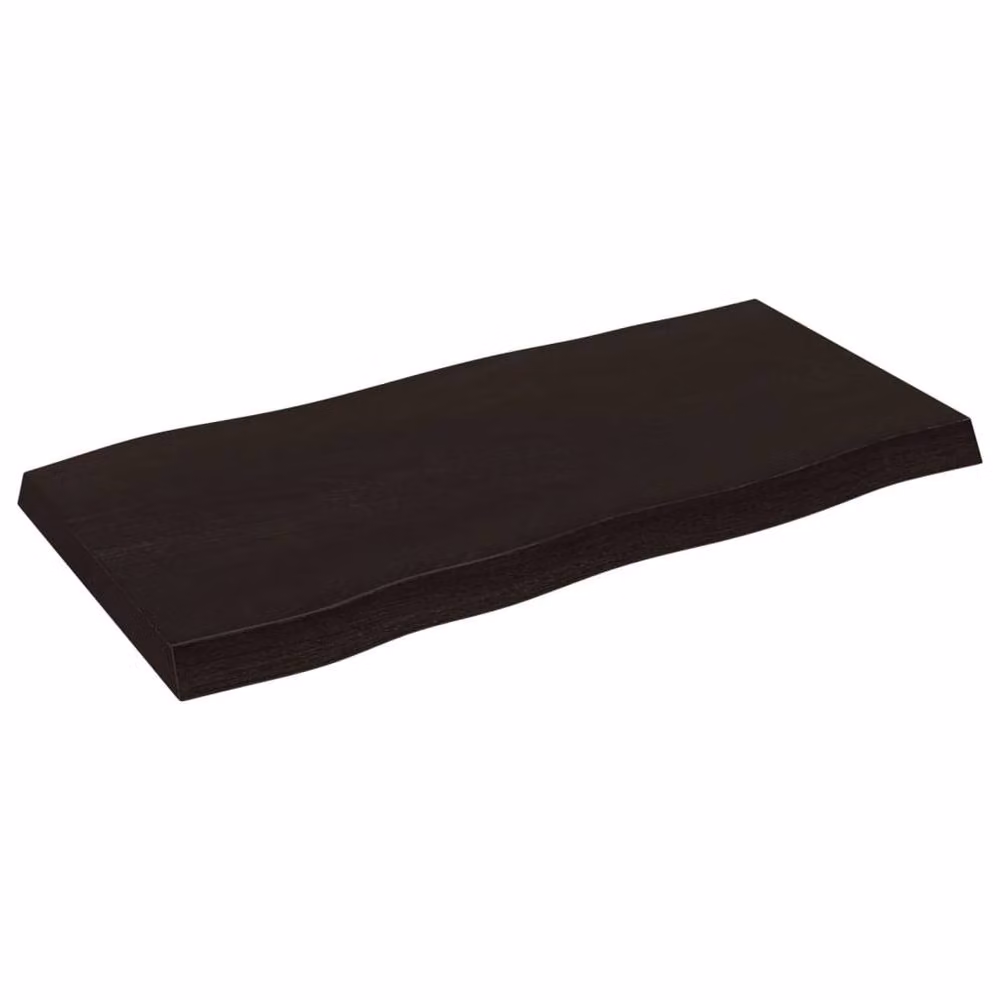 Berkfield Home Table Top Live Edge Solid Wood Countertop in Dark Grey and Brown, W: 100 cm, D: 50 cm, H: 2-6 cm – 3