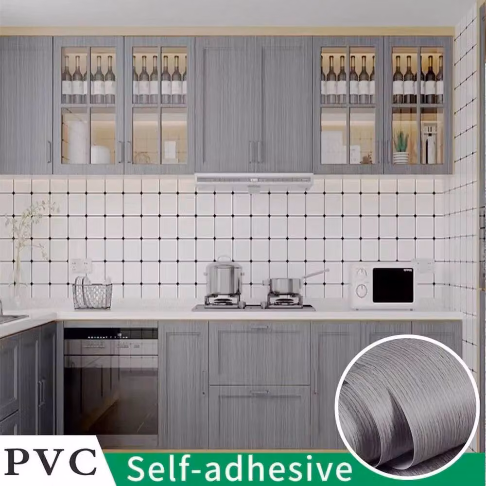 SPETLEK Wood Effect Self Adhesive Vinyl Wallpaper in Dark Grey, 0.6m2 – 2
