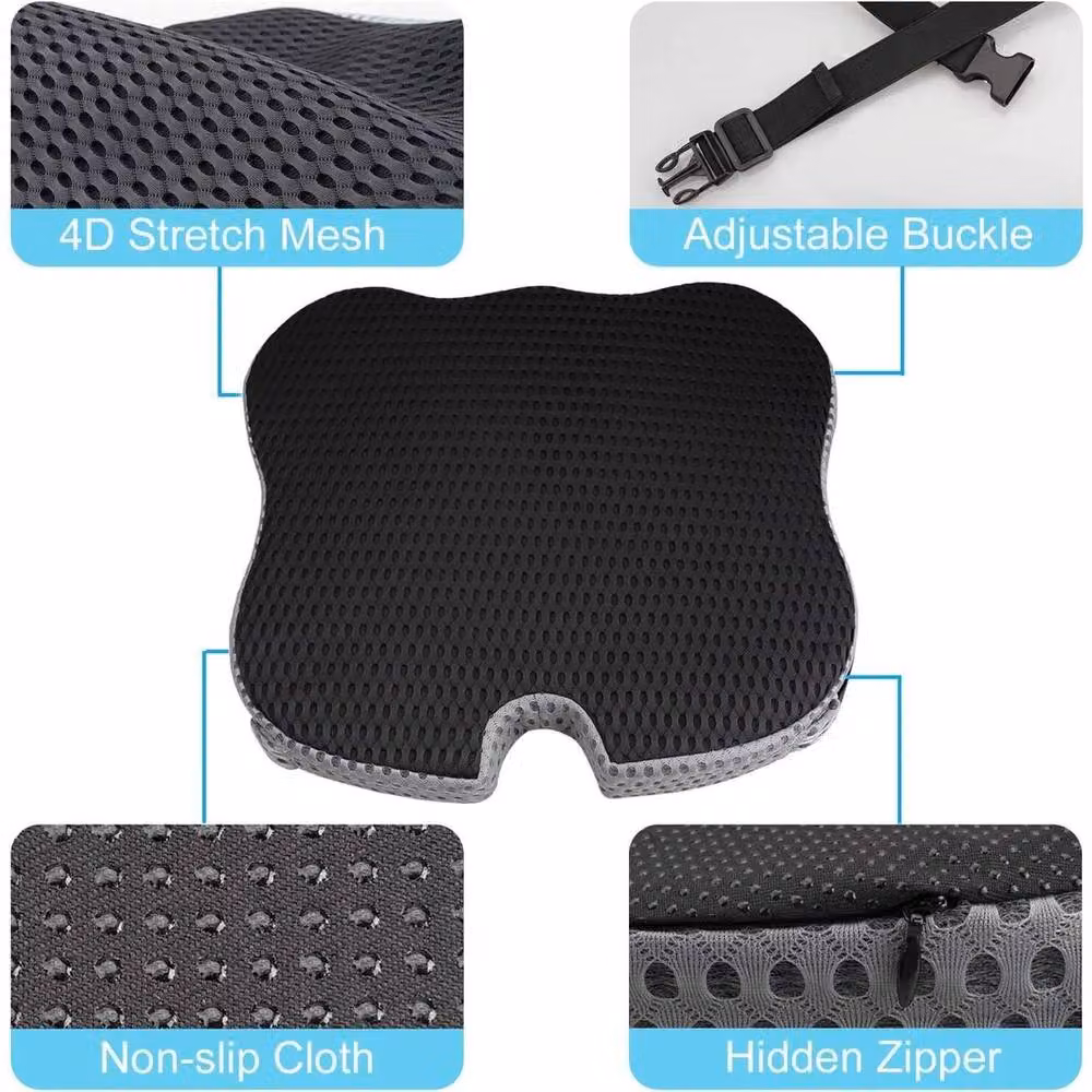 FLAVORA Memory Foam Wedge Seat and Back Cushion in Black, W/D/H: 100 x 100 x 150 cm – 3