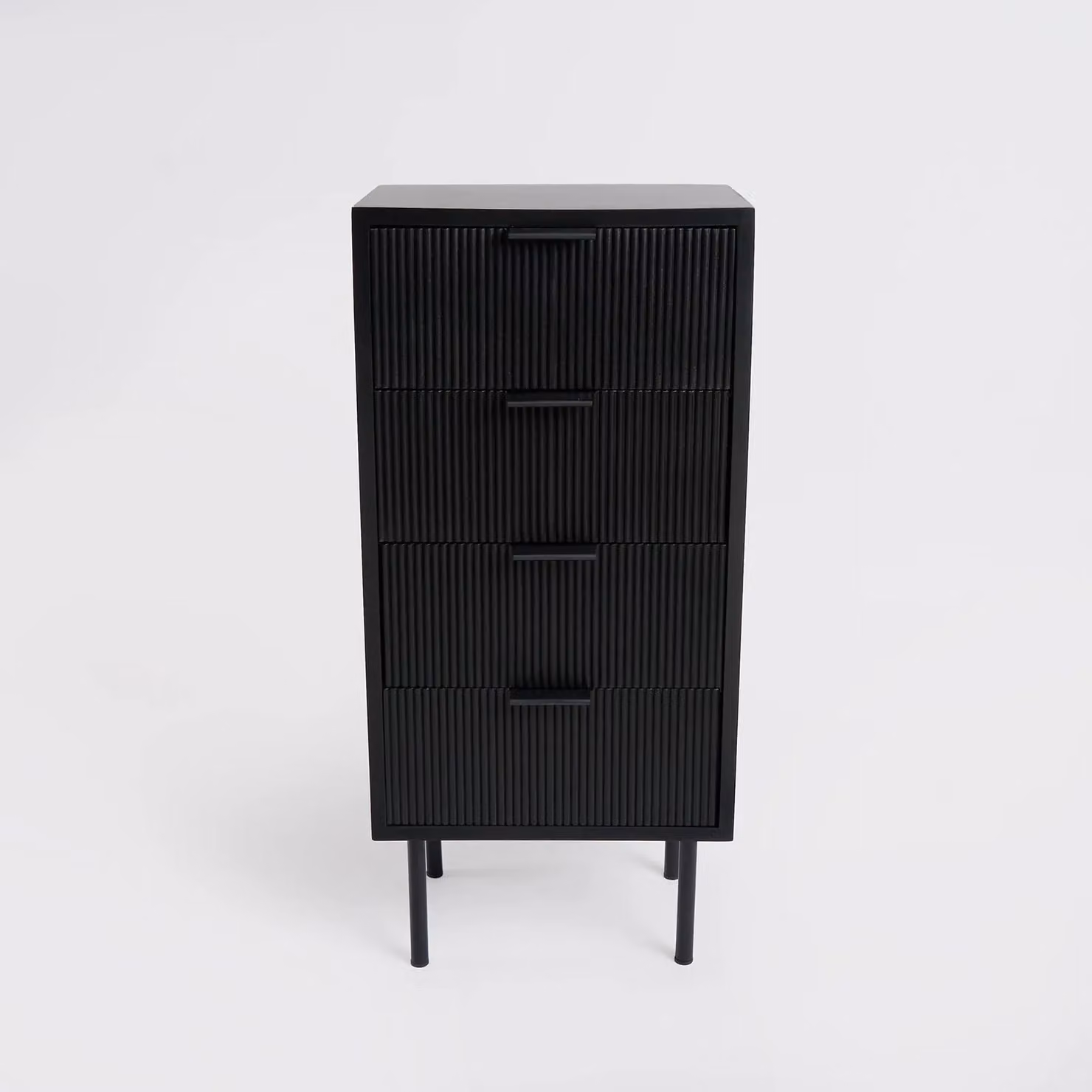 OHS Ribbed 4-Drawer Storage Cabinet in Black Engineered Wood – 3
