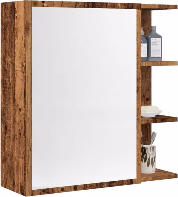 Berkfield Home Rustic Old Wood Bathroom Mirror Cabinet, Brown, W/D/H: 62.5 x 20.5 x 64 cm – 1