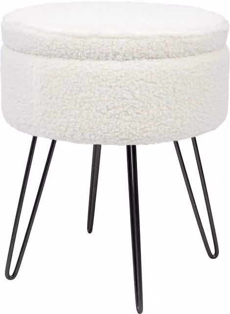 Harbour Housewares Round Boucle Storage Footstool in Black and White