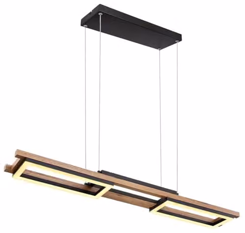 Globo Lighting Modern LED Suspended Hanging Lamp in Black Wood Look with Warm White Light