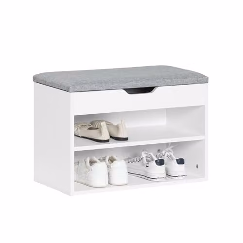 SoBuy 2 Tier Shoe Storage Bench with Padded Seat in Grey, W/D/H: 60 x 30 x 48 cm – 2