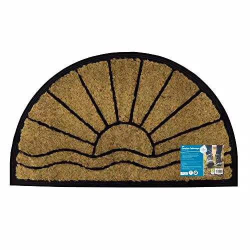 JVL Comfort Halfmoon Coir Tuffscrape Doormat, Sunset Brown, W: 70 cm, D: 40 cm – 1