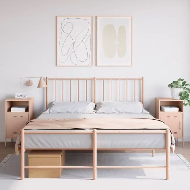 Berkfield Home Set of 2 Pink Metal Bedside Cabinets, W/D/H: 36 x 39 x 68 cm – 1