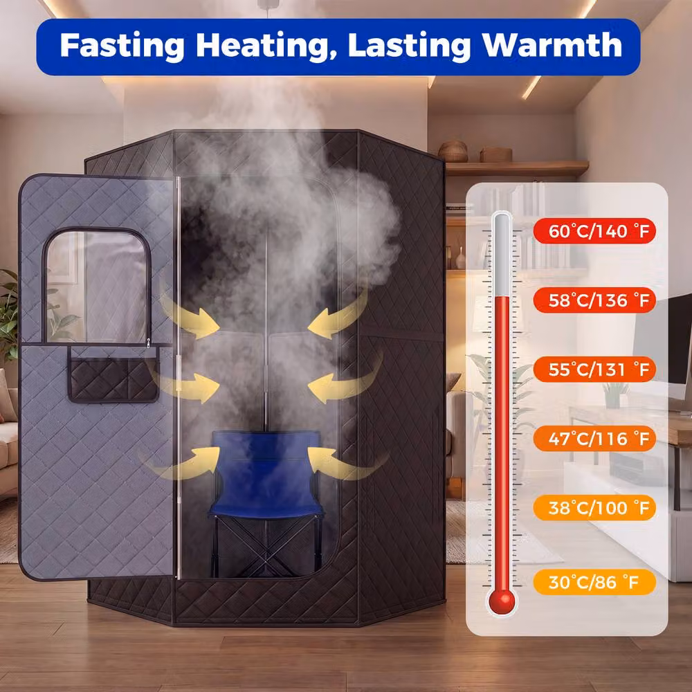 Costway Portable Full Body Far Infrared Sauna Tent with Heated Foot Pad, Black – 3